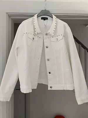 Buy Frank Usher White Studded Stretch Denim Style Jacket  Size L Brand New • 19.99£