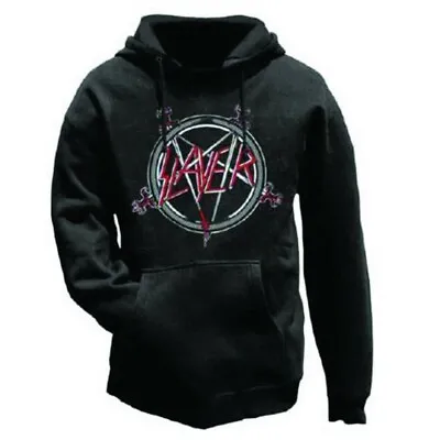 Buy Slayer Pentagram Mens Black Pullover Hoody Official Thrash Metal Rock Band Small • 39.95£