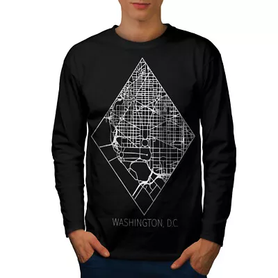 Buy Wellcoda Washington Map Fashion Mens Long Sleeve T-shirt, Big Graphic Design • 17.99£
