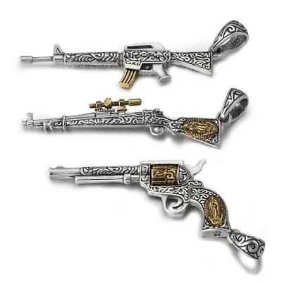 Buy Real Solid 925 Sterling Silver Gun Pendant Men Creative Pistol Handmade Jewelry • 75.59£