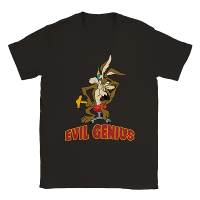 Buy Evil Genius T Shirt Tee Shirt T-shirt Apparel Funny Coyote Cartoon Comic Gift • 19.99£