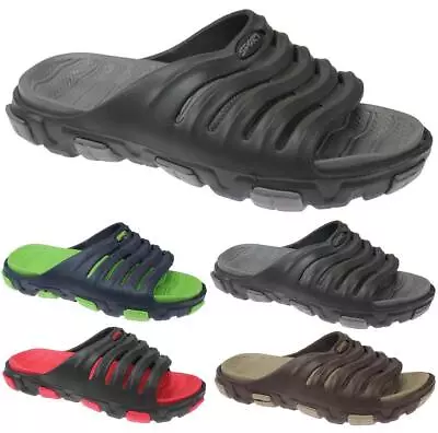 Buy Mens Open Toe Sliders Slip On Beach Sandals Anti-Slip Pool Slides House Slippers • 6.99£
