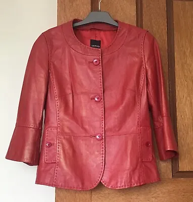 Buy Vintage Red Leather Jacket Women By Taifun  • 19.99£