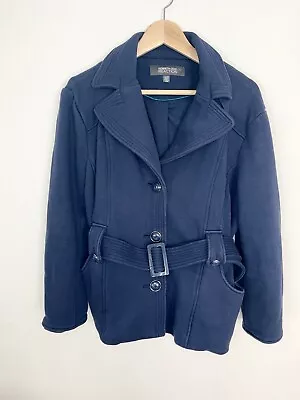 Buy KENNETH COLE Reaction Pea Coat Soft Cotton Knit Belted Navy Blue Jacket XL • 34.73£