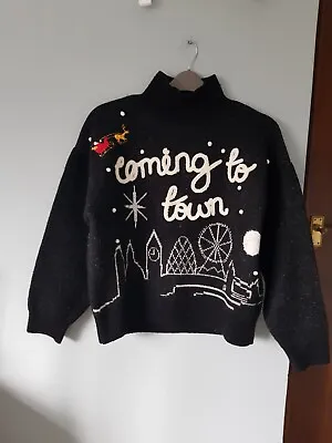 Buy Topshop Thick Chunky Knit Coming To Town Christmas Jumper Size Small 8 10 • 45£