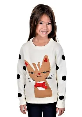 Buy RWB Children's Meowy Christmas Sweater Off-White • 11.80£