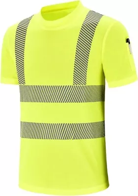 Buy AYKRM Hi Vis T Shirt High Viz Visibility Short Sleeve Safety Work Reflective 7XL • 6.99£