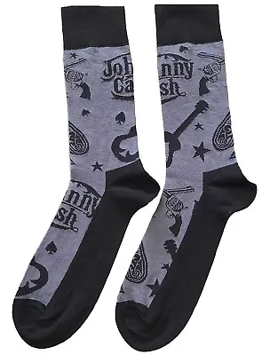 Buy Johnny Cash Guitars N Guns Grey Socks One Size UK 7-11 NEW OFFICIAL • 8.89£