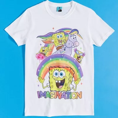 Buy Official SpongeBob SquarePants Imagination White T-Shirt : S,M,L,XL,3XL,5XL • 19.99£
