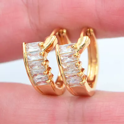 Buy 18K Yellow Gold Filled Women Fashion Clear Mystic Topaz Huggie Earrings Jewelry • 0.01£