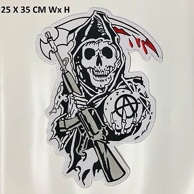 Buy Sons Of Anarchy Skull Fear The Reaper Biker Back Patch Motorcycle Vest XL Jacket • 11.99£