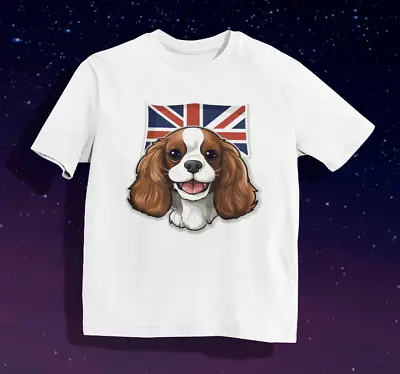 Buy  King Charles Spaniel X Union Jack T Shirt | British | Cute Dogs | Unisex | V3 • 12.95£