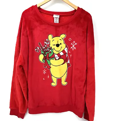 Buy DISNEY Winnie The Pooh Women's Red Plush Pullover Sweatshirt Size 3XL Christmas • 24.12£