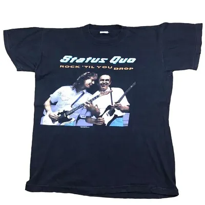 Buy Status Quo Vintage T Shirt 1991 Single Stitch Tour T Shirt Black Large Guitar • 30£