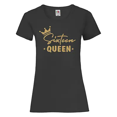 Buy Girl's 16th Birthday T-shirt- Sixteen Queen - 16th Birthday Gift, Sweet 16 • 13.99£