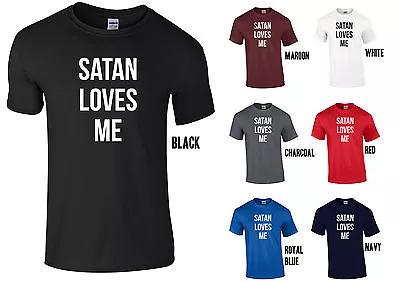 Buy SATAN LOVES ME T-Shirt - Lucifer Devil Tee Funny Occult Religion Horror Witch  • 13.15£