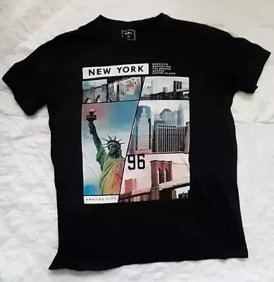 Buy Men's Pep & Co - New York City Logo, Short Sleeved Black T-Shirt  Size M • 2£