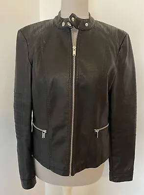 Buy Black Noisy May PU Faux Leather Biker Jacket Size L 12 Worn Once • 15£