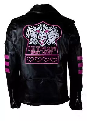 Buy Wwe Hitman Wrestler Bret Hart Famous Skull Embroidery Real Leather Jacket • 99.99£