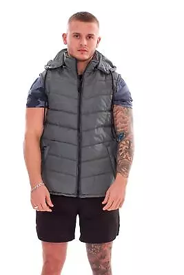 Buy Men Bodywarmer Padded Lined Quilted Sleeveless Hooded Gilet Vest Jacket S To XXL • 16.95£