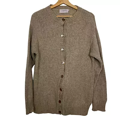 Buy Country Collection Cardigan Womens Beige 100% WOOL Long Knit Classic Grandma Y2K • 24.99£