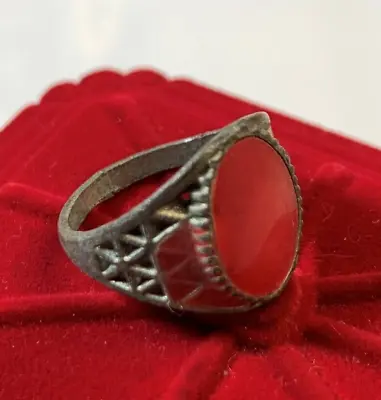 Buy Very Stunning Ancient Viking Silver Color Ring With Red Stone Antique Jewelry • 24.96£