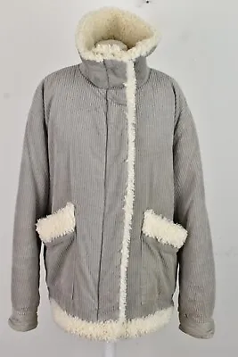 Buy TOPSHOP Grey Padded Jacket Size Uk 14 Womens Corduroy Full Zip Outdoors • 19.40£