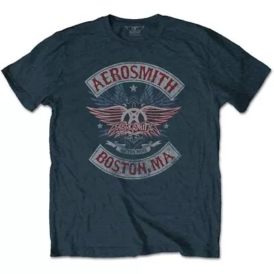 Buy Officially Licensed Aerosmith Boston Pride Mens Denim Blue T Shirt Aerosmith Tee • 14.50£