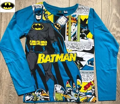 Buy Boys Batman Long Sleeve Pyjama Pj Top Age 6 7 8 9 10 11 12 Years Blue NEW • 5.99£