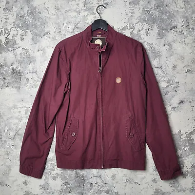 Buy Pretty Green Jacket Mens  Small Lightweight  Burgundy Red Style Bomber Coat • 13.95£