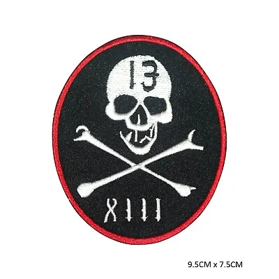 Buy Lucky 13 Biker Skull Sew On Iron On Embroidered Patch Badge Applique For Clothes • 2.35£