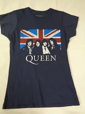 Buy Queen Rock Band Union Jack Band Member T-shirt Ladies M Navy Blue Official Merch • 12.99£