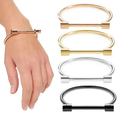 Buy Cuff Bangle D Shape Bar Screw Shackle Horseshoe Bracelet Jewellery Men Women  • 9.99£