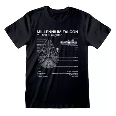 Buy Star Wars Millenium Falcon Sketch T-Shirt • 14.99£