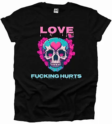 Buy Love Hurts Skull Tshirt Men's Woman Valentine Goth Emo Funny Cute Horror UK • 9.99£