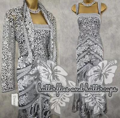 Buy DAMIANOU Size XL UK 18 BNWT Silver Dress And Jacket Mother Of The Bride Outfit • 199.99£