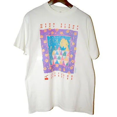 Buy Vintage 1992 On White Mont Blanc Bellevue Single Stitch T Shirt Men’s Large 90s • 12.95£