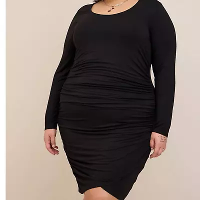 Buy NEW TORRID Dress Ruched Plus Size 3X Cinched Bodycon Super Soft Black • 42.33£