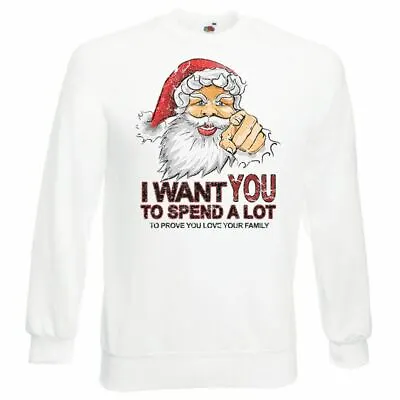 Buy Adults Corporate Greed Santa Claus Festive White Unisex Christmas Jumper • 21.95£