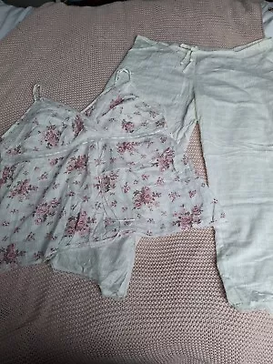 Buy Bhs Cream Floral Pyjamas Size 20 • 7.50£