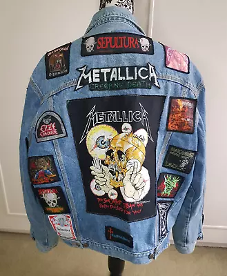 Buy BATTLE JACKET Metal Rock Vintage 1986-91 Patches Metallica Iron Maiden EXCELLENT • 699.99£
