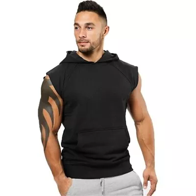 Buy Men's Sleeveless Hoodies  Sweatshirt Sport Gym Sweats Tops Shirts Vest* • 15.99£