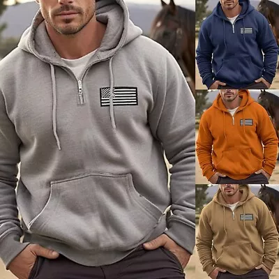 Buy Stylish Men's Pullover Jacket Hooded Sweatshirt 3D Print Coat Camel M 4XL • 19.35£