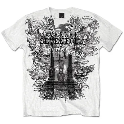 Buy AVENGED SEVENFOLD - Official Unisex T- Shirt - Land Of Cain - White  Cotton • 17.99£