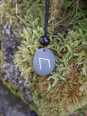 Buy Carved Uruz Courage Rune Stone Pendant Necklace - Viking Jewellery • 8£