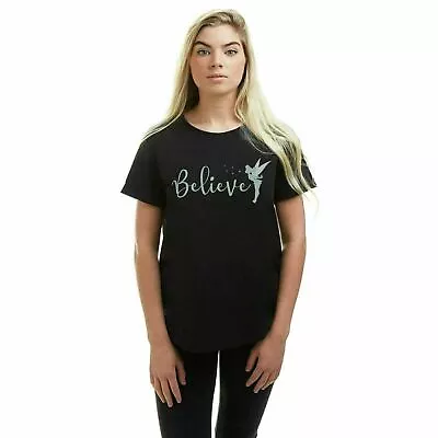 Buy Official Disney Ladies Tinkerbell Believe In Fairies T-shirt Black S-XL • 13.99£