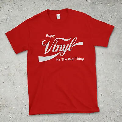 Buy ENJOY VINYL, Funny Parody Mash-Up T SHIRT, DJ Turntable, LP Record, Vintage • 12.99£