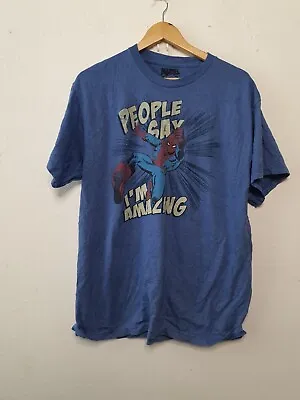 Buy Marvel Comics Spiderman Shirt Adult Large Blue Superhero Funny Amazing • 15£