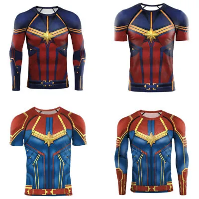 Buy Captain Ms Marvel 3D T-Shirts Cosplay Superhero Sports Fitness  Top T-Shirts • 19.19£