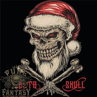 Buy Christmas Santa Skull Heavy Metal Biker Xmas Mens T-Shirt 100% Cotton • 10.75£